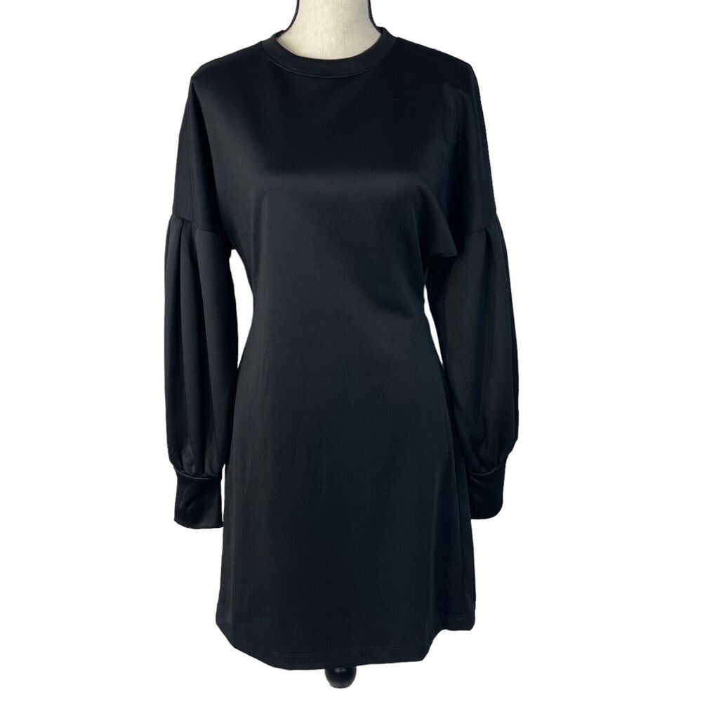 INC Earth International Concepts Medium Dress Long Balloon Sleeves Stretch Black